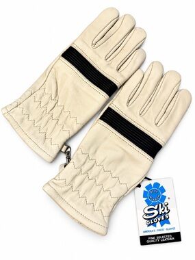 Vintage Blue Ribbon Leather Ski Gloves NWT Deadstock Original Packaging